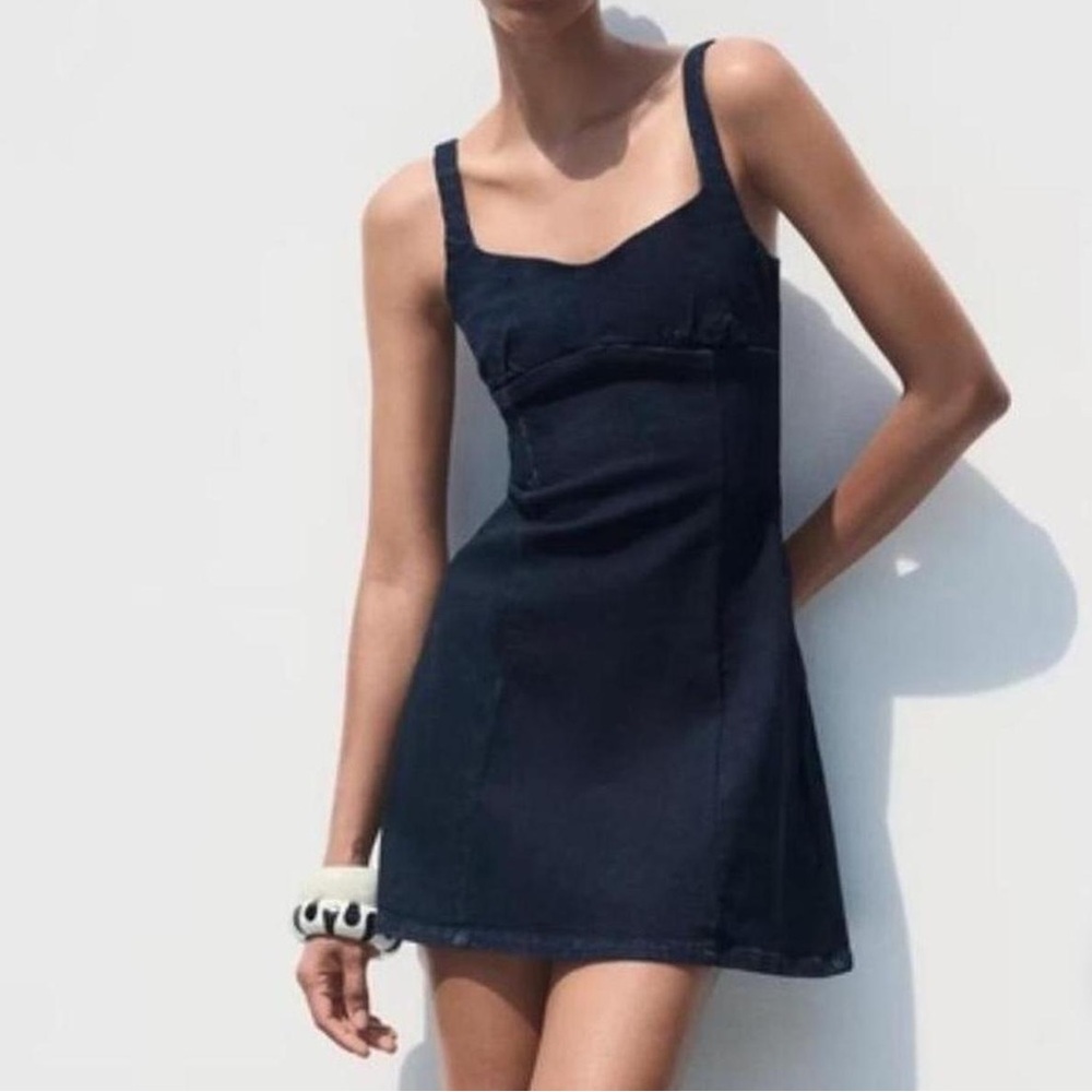 ZARA |  Dark Denim Mini Dress - Picture 2 of 4